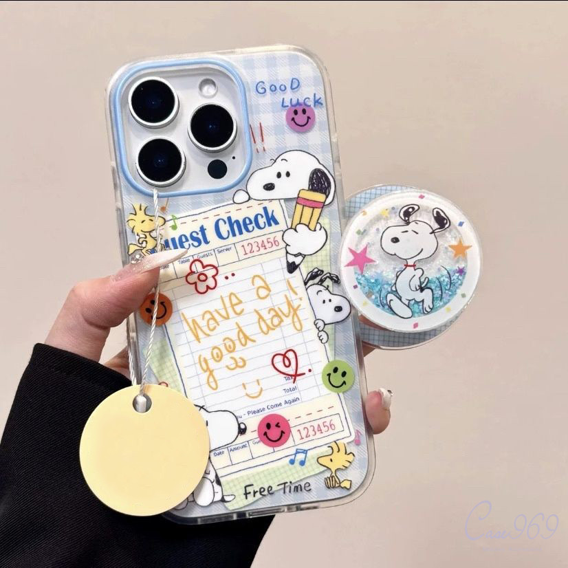 เคสไอโฟน 17 สำหรับ IPhone 15 16 14 13 12 Pro Max 16 15 7 14 8 Plus 16 Pro สนูปปี้สุดน่ารักและสร้างสรรค์หน้ายิ้มแบบปกใหม่