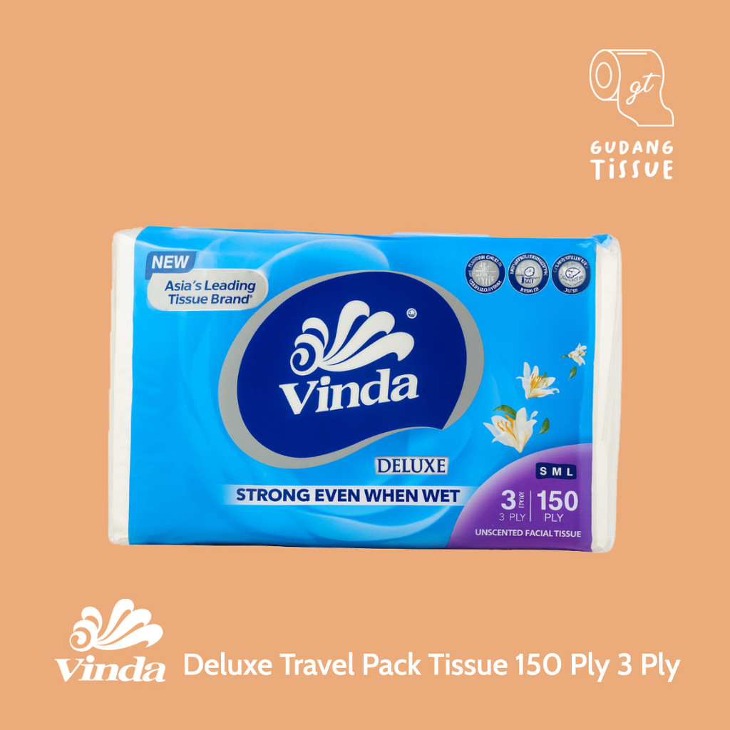 Vinda Deluxe Travel Pack ทิชชู่ - 150 ชั้น / 3 ชั้น