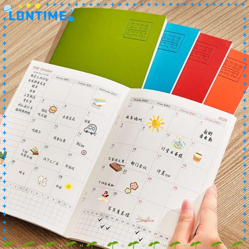 LONTIME สมุดแพลนเนอร์ แผนการเรียนรู้ ประสิทธิภาพการทํางาน 2026 ตารางสมุดบันทึก ใช้งานได้จริง A4 A5 Life Check-in 24 แผ่น Agenda Planner Office