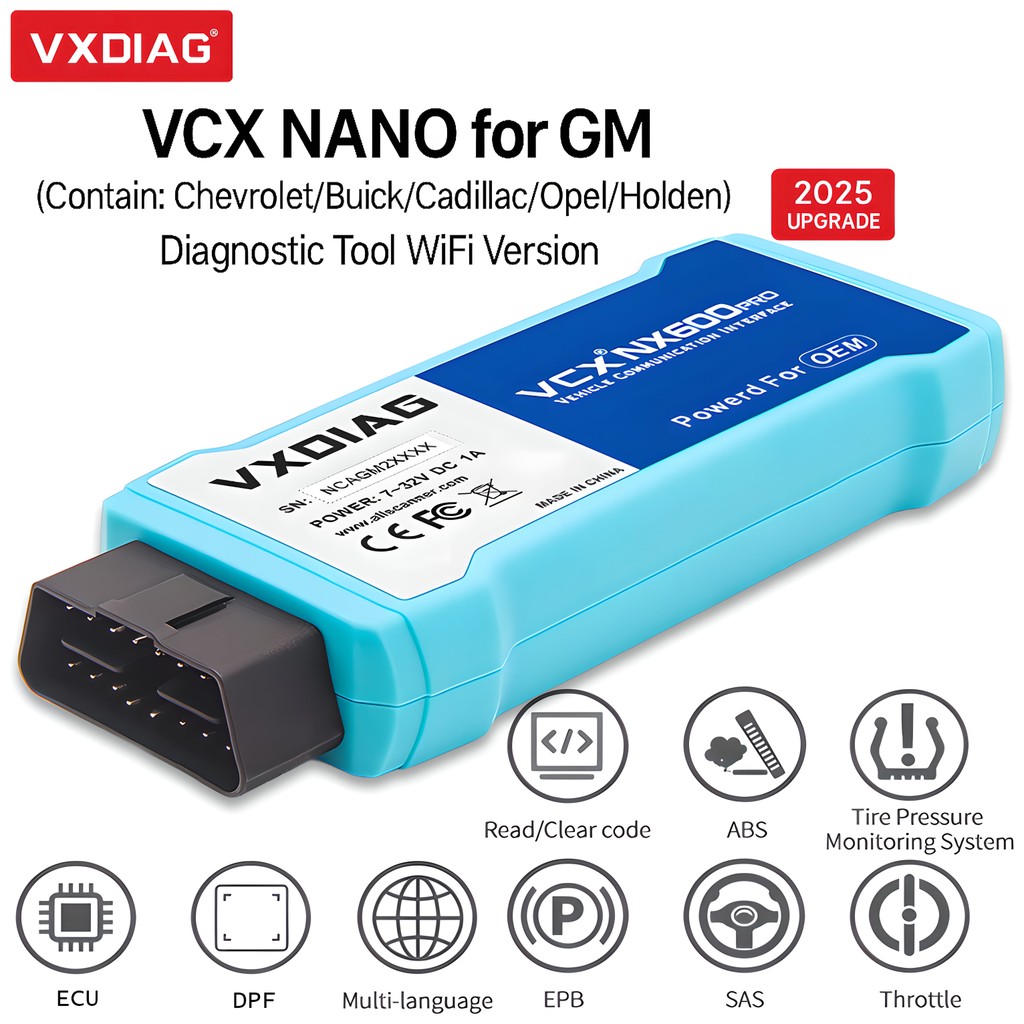 VXDIAG VCX NANO สําหรับ GM WiFi OBD2 เครื่องมือวินิจฉัย GDS2 Tech2Win ECU การเขียนโปรแกรม Chevrolet 
