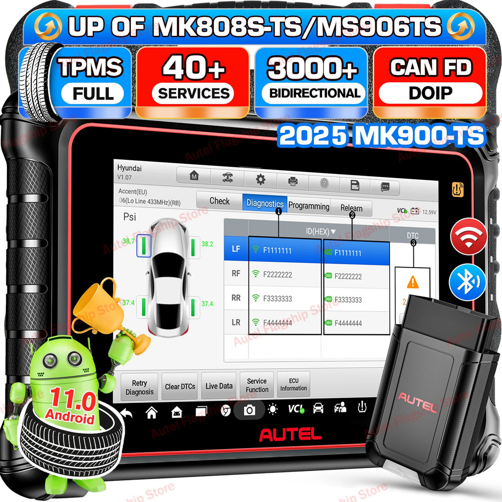 ใหม่ล่าสุด Autel Maxicom Mk900-ts เครื่องมือวินิจฉัยรถยนต์ฟังก์ชั่น Tpms เต็มรูปแบบสามารถ Fd/doip Ac