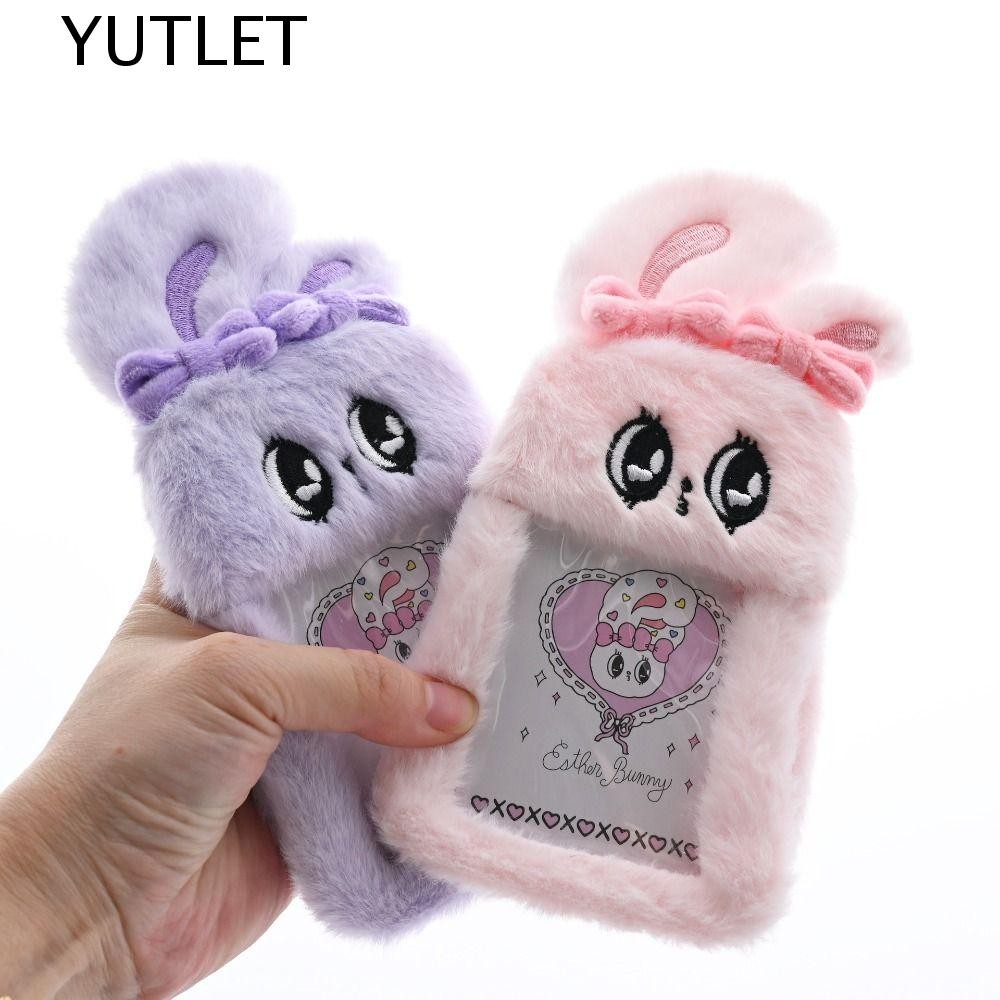 YUTLET ตุ๊กตา Esther Bunny ตุ๊กตาตุ๊กตา, สร้อยคอโบว์ Esther Bunny Card Cover, Kawaii Fur Fluffy กระเ