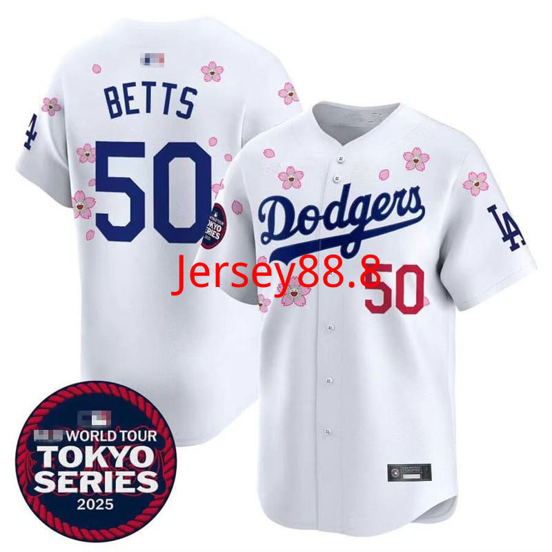 ผู้ชาย 2025 Los Angeles Dodgers Los Angeles Dodgers 50 BETTS Black Gold ชุดเบสบอล Jersey