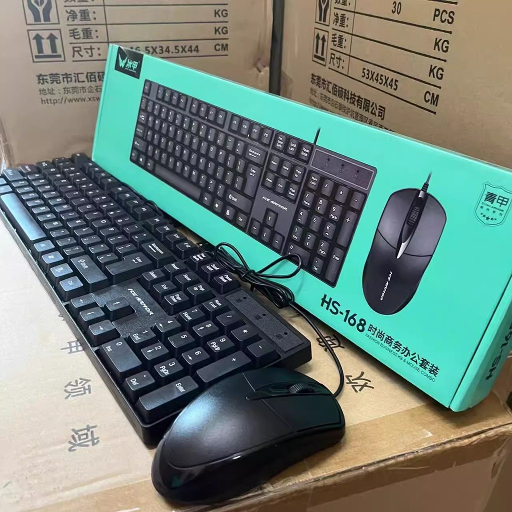 keyboard เม้า ชุดคีย์บอร์ดและเมาส์ Ice Armor HS168แป้นพิมพ์แบบมีสาย USB K168โฮมออฟฟิศคอมพิวเตอร์เกมค