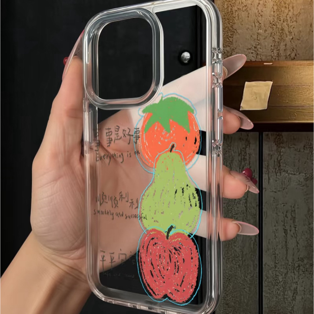 การ์ตูนทาสีผลไม้โปร่งใส Space Shell เหมาะสําหรับเคสโทรศัพท์ iPhone Applicies iPhone 16 Pro Max/15/14