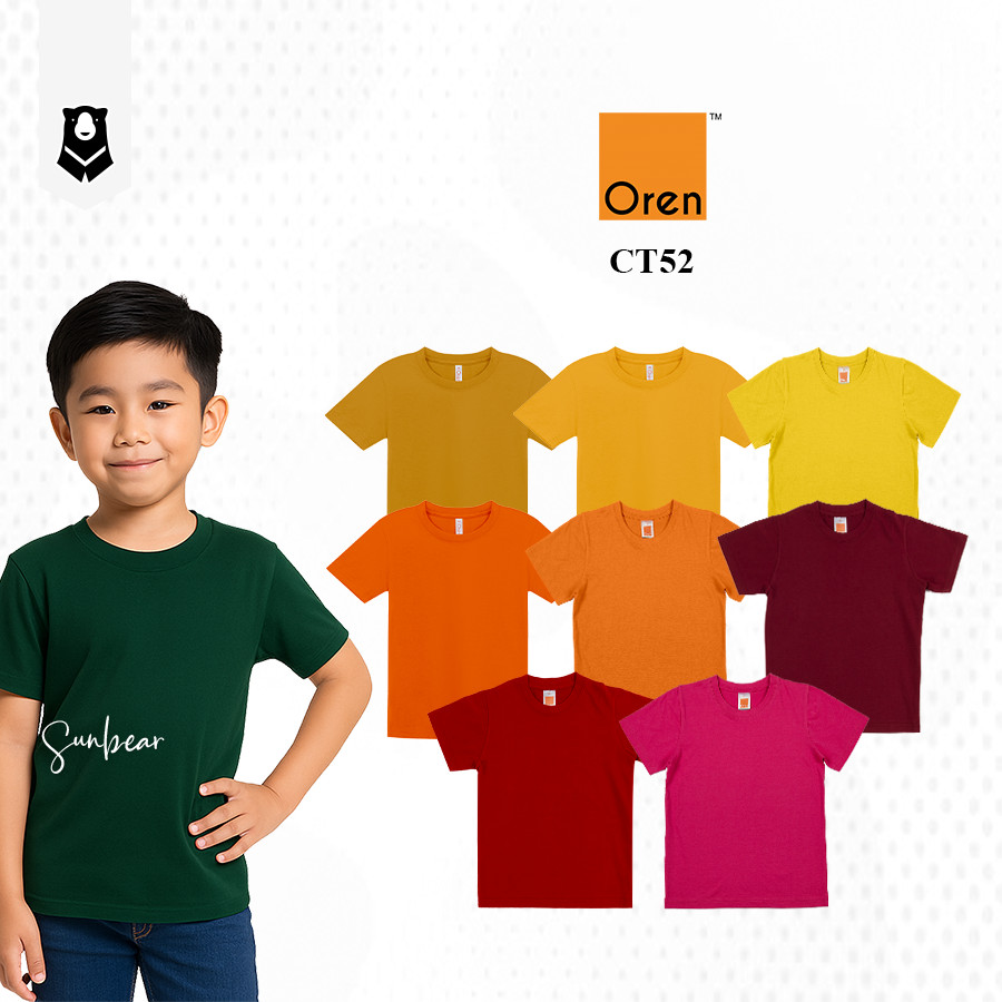 Oren Sport Comfy Cotton Plain Youth Kids Student Soft Touch Round Neck Short Sleeve T-shirt CT52 4
