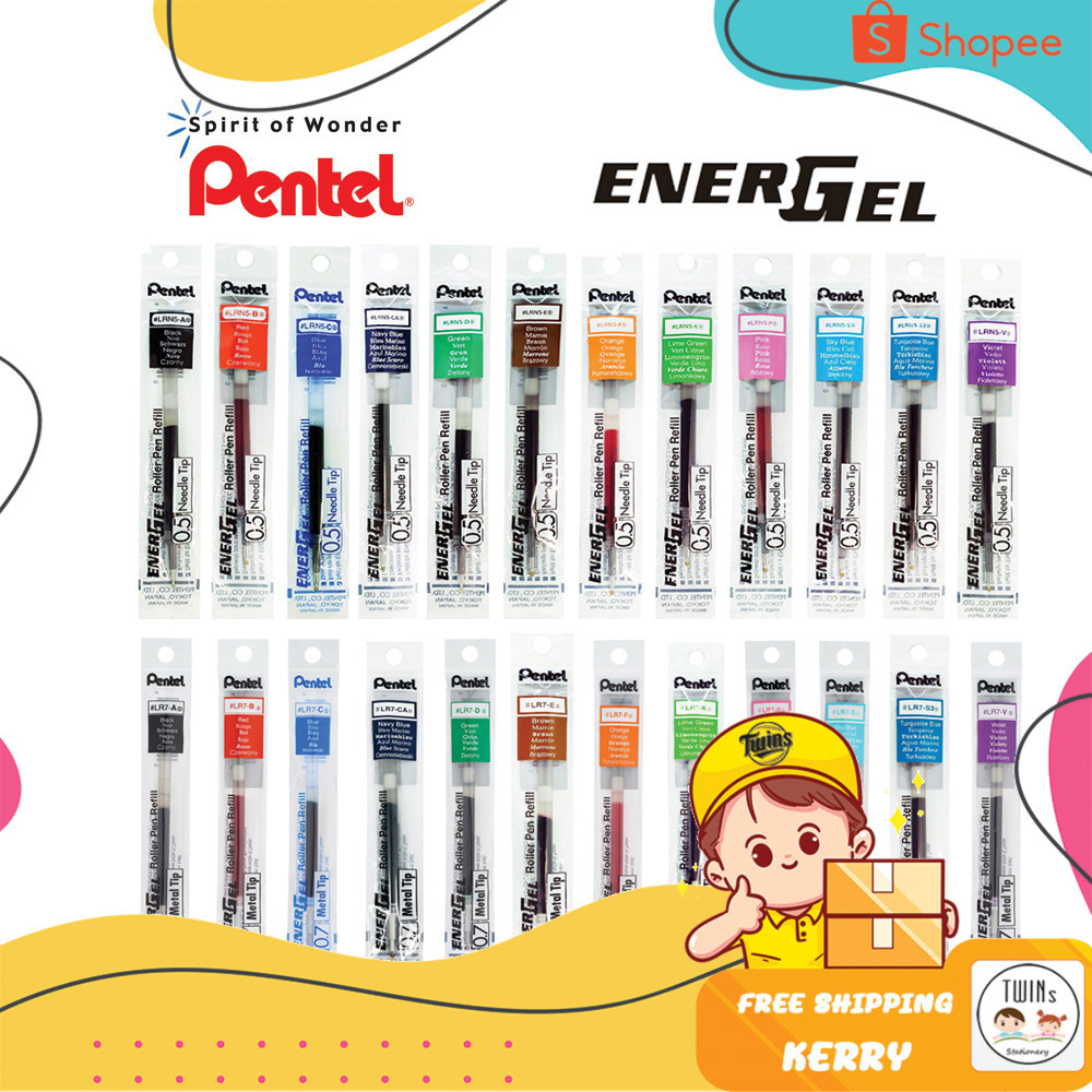 ไส้ปากกา Pentel Energel ขนาดหัว 0.4 0.5 0.7 1.0 MM