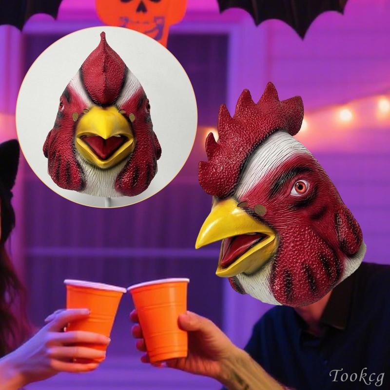 [Tookcg] Rooster Head Mask Chicken Costume Head Cover for Bar Holiday Photography