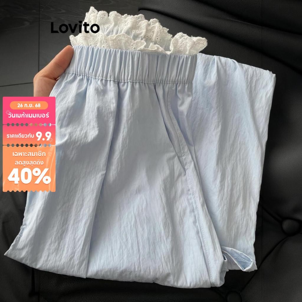 Lovito กางเกงลําลองกางเกง บล็อกสี ธรรมดาสําหรับผู้หญิง LNA68241