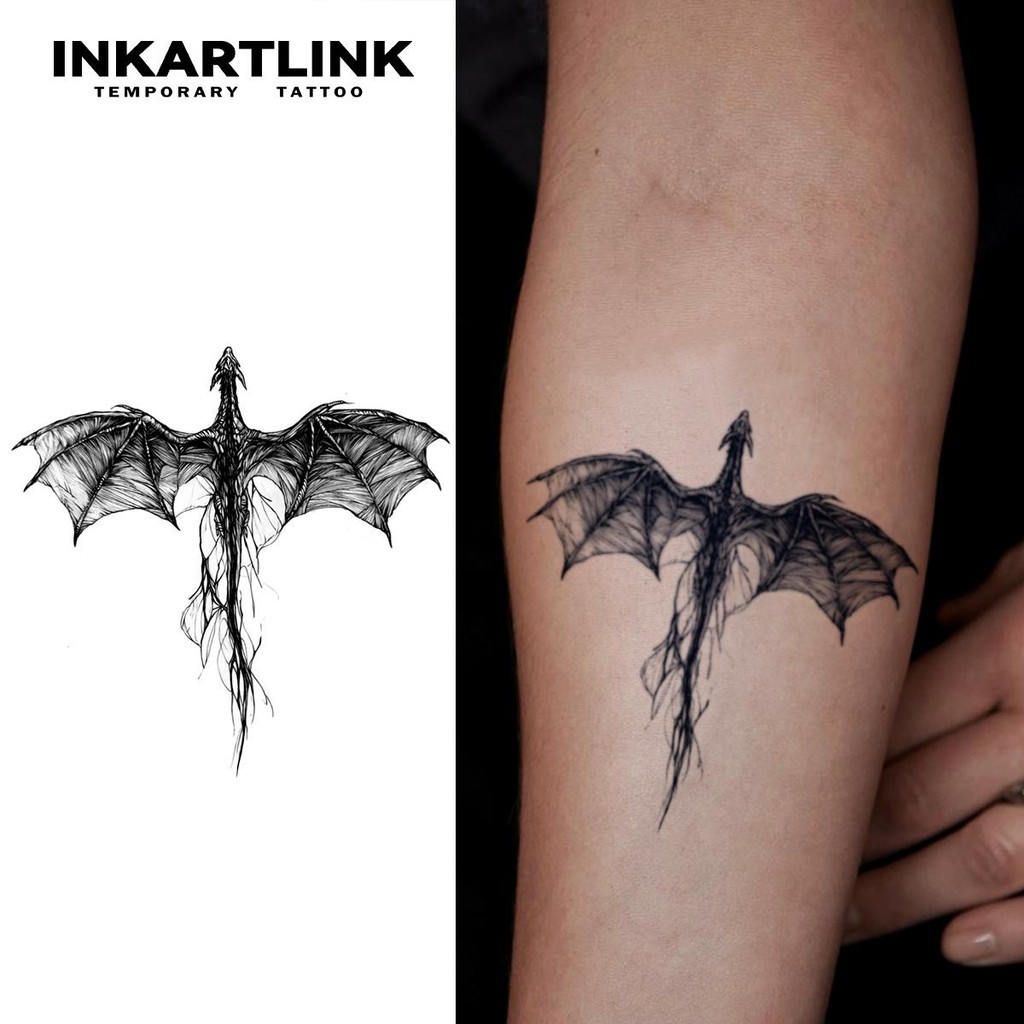 รอยสักมังกรบินลึกลับ กันน้ํา ติดทนนาน 7-15 Daystemporary Tattoo Stickermagic Tattoofake รอยสักกึ่งถาวรติดทนนาน รอยสักน้อยที่สุด