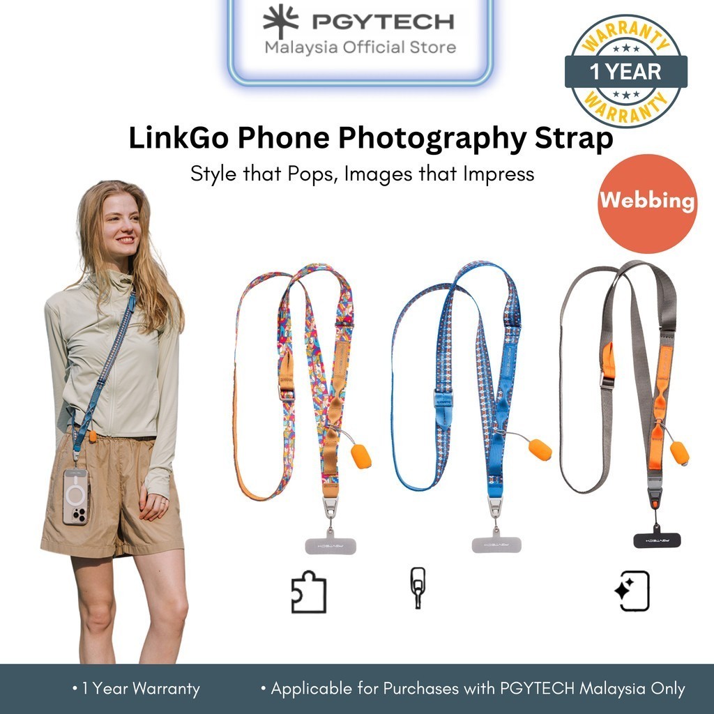 PGYTECH LinkGo Phone Photography Strap Webbing --- Phone Lanyard Crossbody with Lens Cloth, Anti The