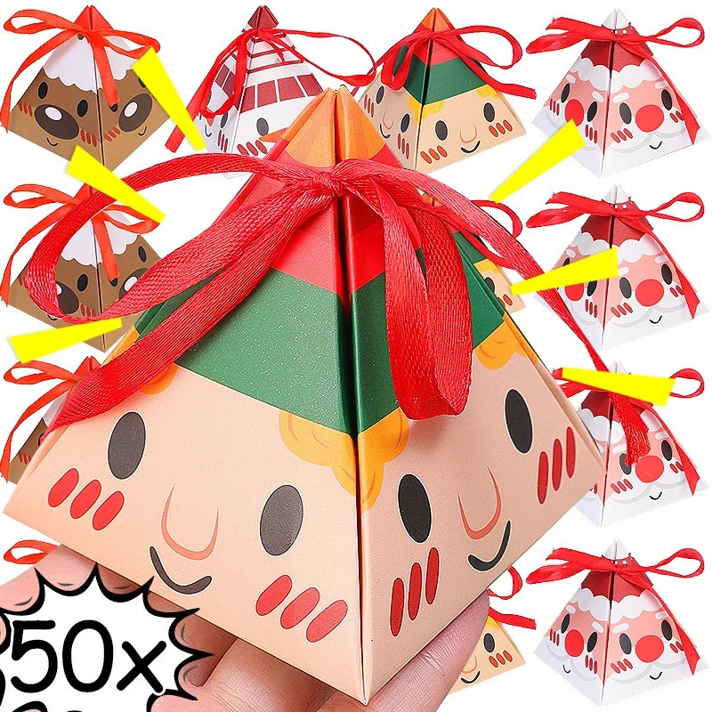 DIY ต้นคริสต์มาสแขวน Pendent – กล่องแพ็คเกจของขวัญคุกกี้ขนมคริสต์มาส Merry Christmas พร้อมริบบิ้น – อุปกรณ์ตกแต่งงานปาร์ตี้ปีใหม่