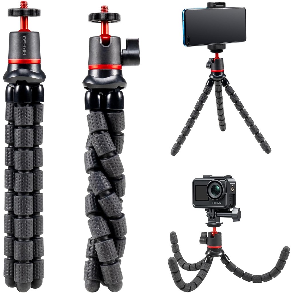 AKASO ขาตั้งกล้องแบบยืดหยุ่นชุดอุปกรณ์เสริมสําหรับกล้อง GoPro Hero 13/12/11/10/ 9/8 Max/DJI Osmo Act