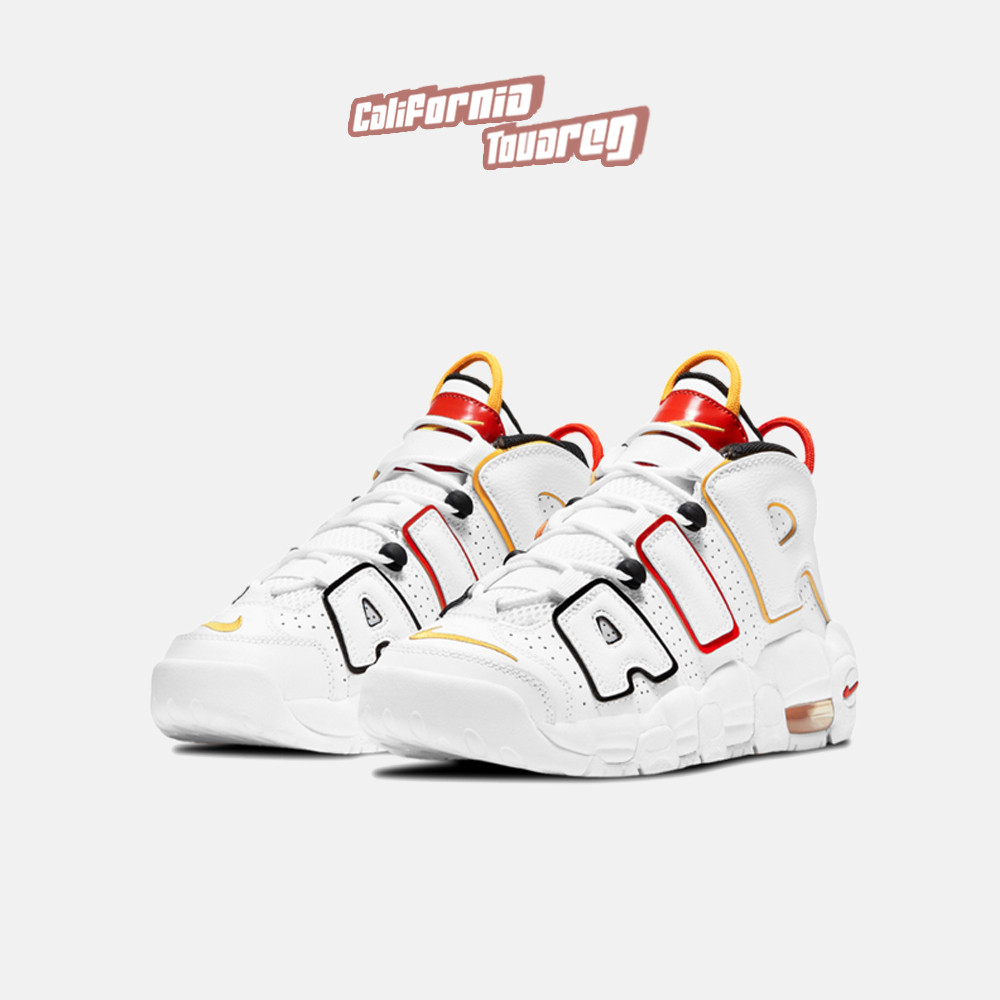 Nike Air More Uptempo Puffy Alien White Red Yellow Female Big Air Casual Shoes DD9282-100