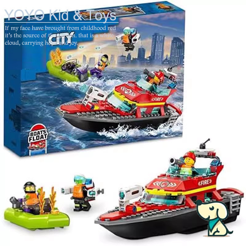 YOYO YZ8X เข้ากันได้กับ 60373 Fire Rescue Boat Building blocks EC2
