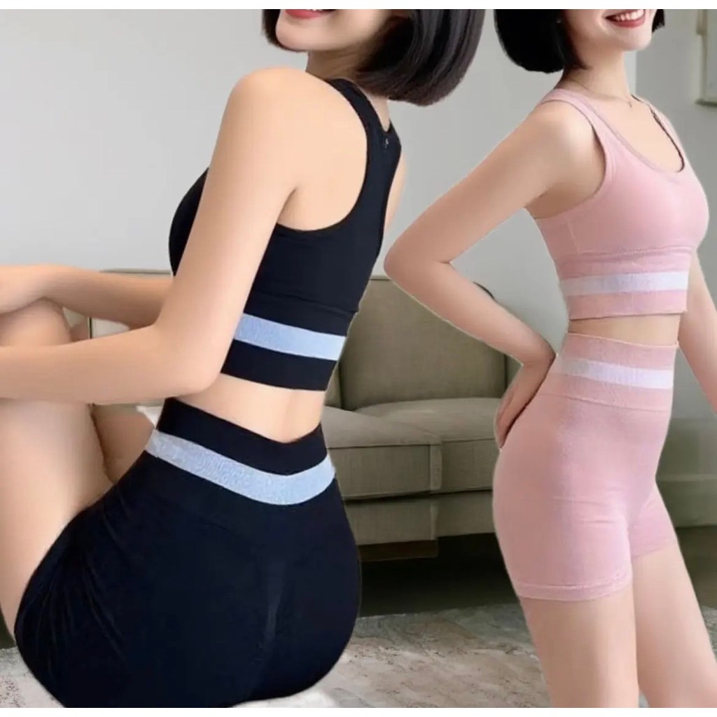 Shop_mak ชุดออกกำลังกาย ชุดเล่นโยคะ-ฟิตเน็ต เสื้อ+กางเกง สปอร์ตบรามีฟองน้ำในตัว ผ้าใส่สบาย #YJNSYK2 ราคา ถูกที่สุด ดีลบีเคเค แกลเลอรีภาพที่ 9
