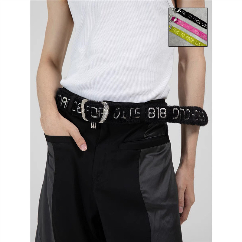 【小鬼王琳凯同款】RORY原创小众设计亚朋克辣妹刺绣毛绒腰带