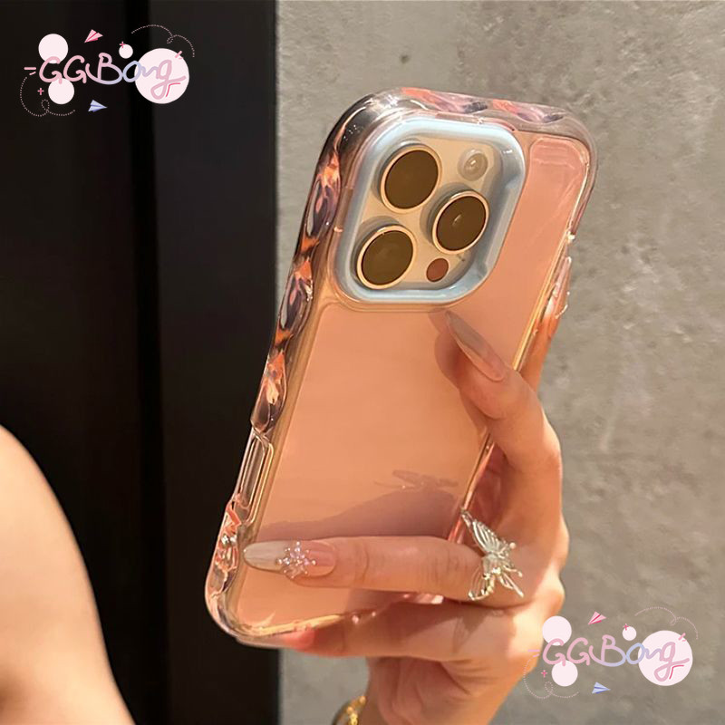 เคสไอโฟน15 สำหรับIPhone 16 16E 13 14 12 15 11 Pro Max 14 16 15 Plus 16 Pro สีชมพูหรูหราพื้นผิวหนังสีชมพูป้องกันการตกหล่น