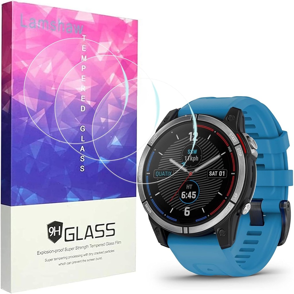 ใช้งานร่วมกับ Garmin Quatix 7 Series Smartwatch Screen Protector,Lamshaw 9H กระจกนิรภัยป้องกันหน้าจอ