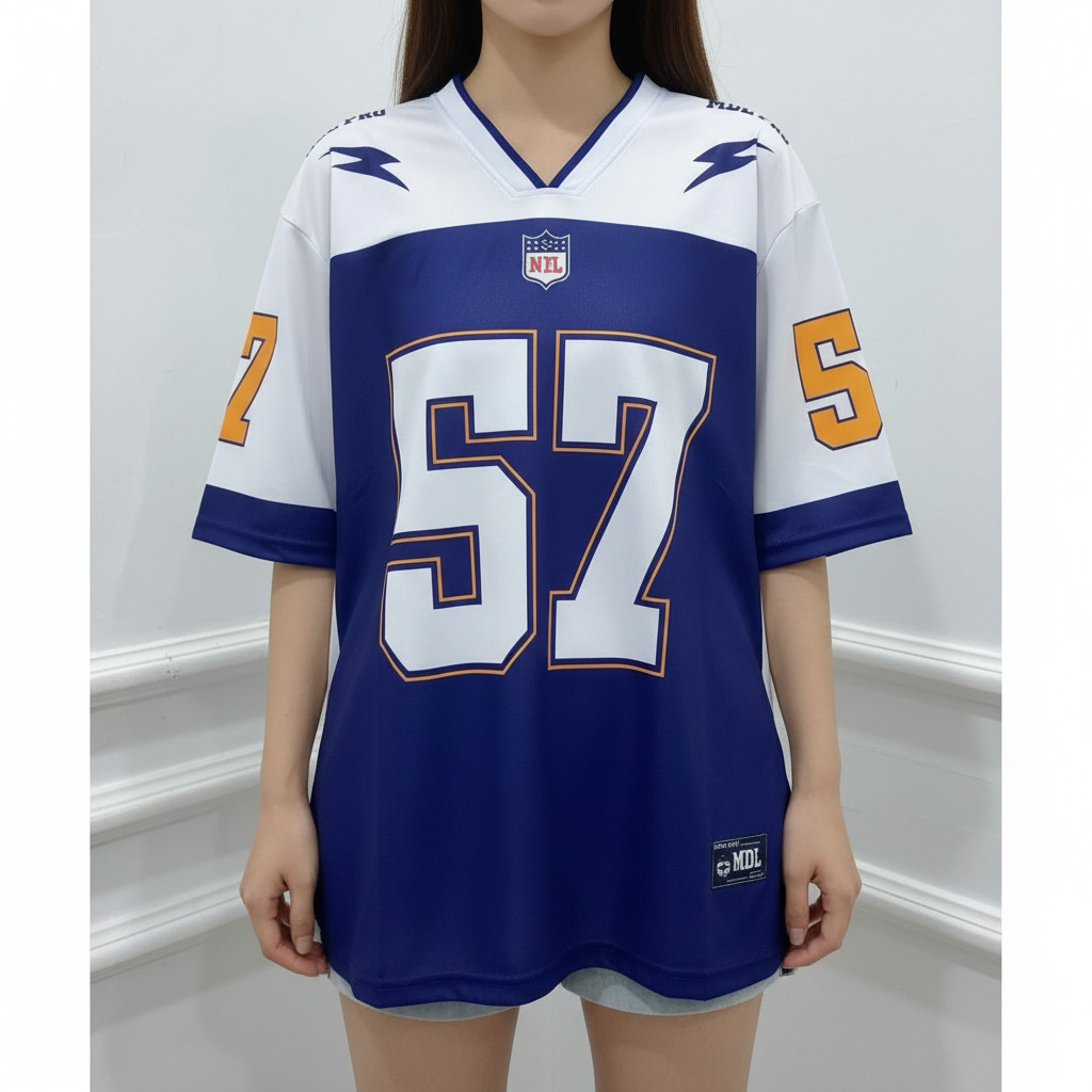 JERSEY 57 NAVY VINTAGE RUGBY SOCCER OVERSIZE LD120 JUMBO XXL STREETWEAR RETRO UNISEX DRYFIT BRANDED