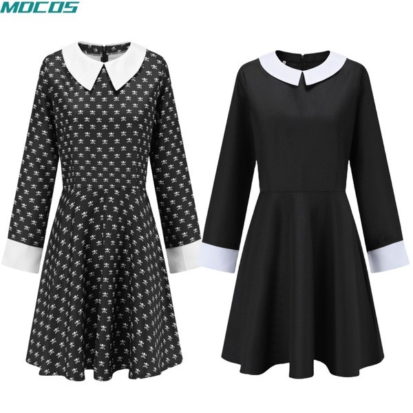 halloween costume ชุดฮาโลวีน ชุดคอสเพลย์ Adam's Family สำหรับวันฮาโลวีน แบบแขนยาว พิมพ์ลายกะโหลกศีรษ