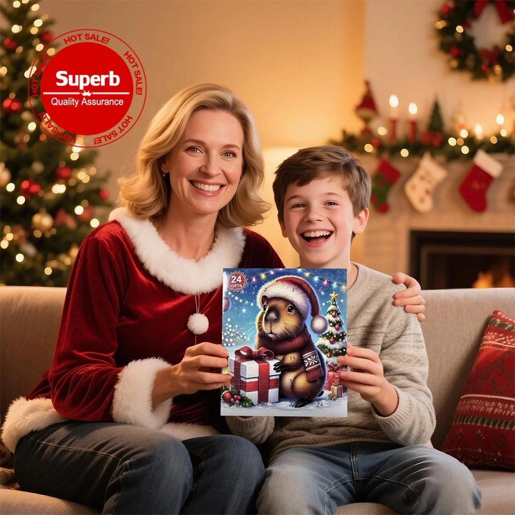 2025 Capybara Christmas Advent Calendar, 24 วันของเล่นเซอร์ไพรส์นับถอยหลังกล่องตุ๊กตาน่ารัก P0s9