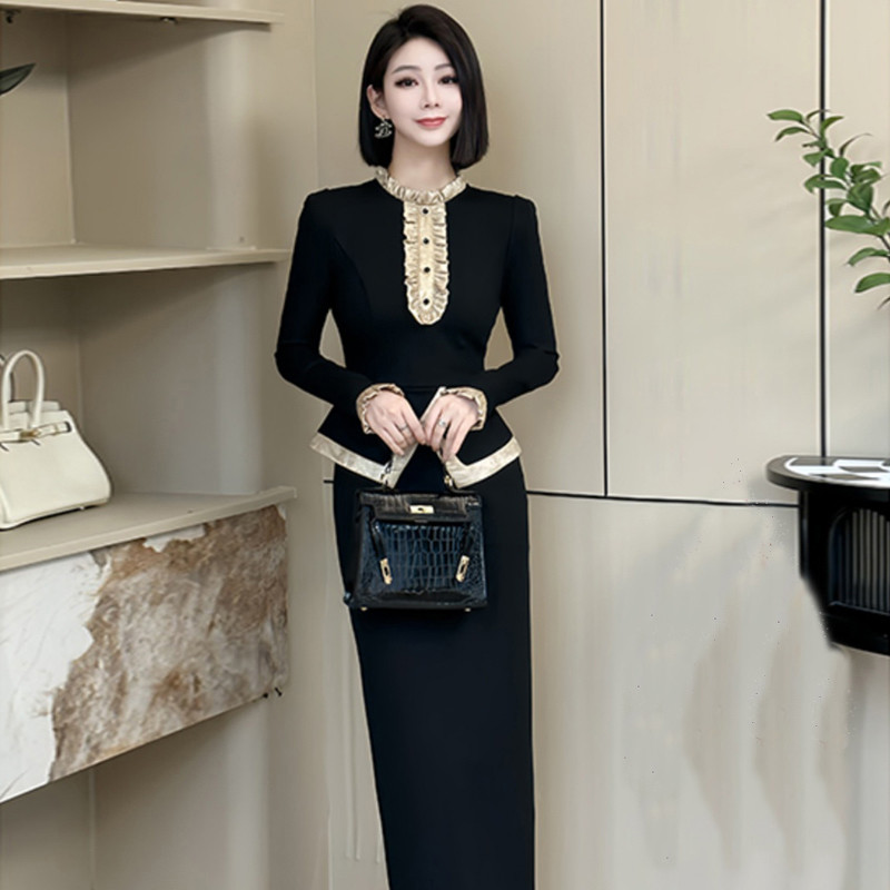 ฤดูใบไม้ร่วงต้นฤดูใบไม้ร่วง Classy Celebrity Match Coat High-End French Bottoming ชุดสตรี 2977