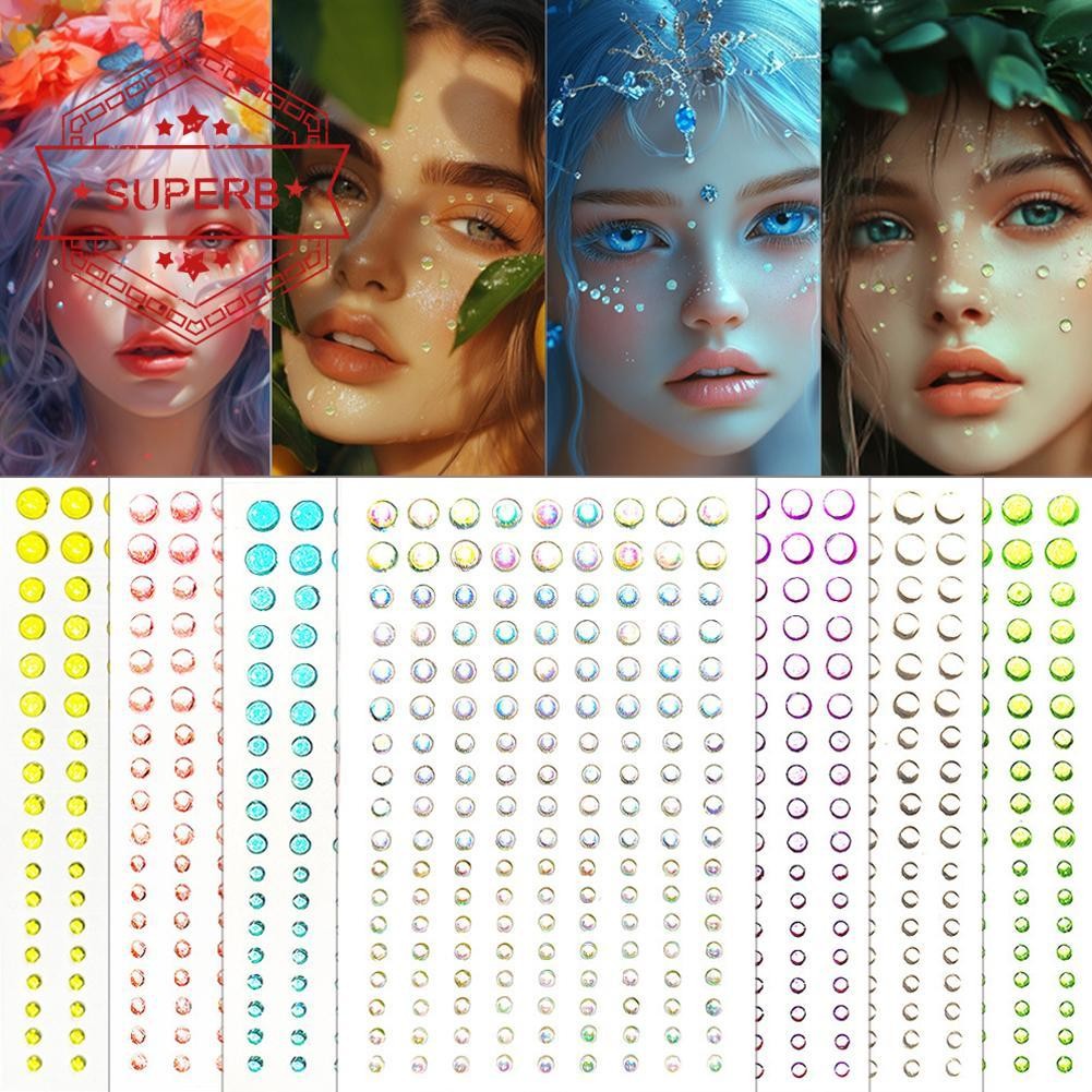 ❦ไดอะดู❦ สีสันKpop Girl Groupสติกเกอร์แต่งหน้าประกายโปร่งใสแต่งหน้าคอนเสิร์ตใบหน้าหยดU7e7  ❦ไดอะดู❦