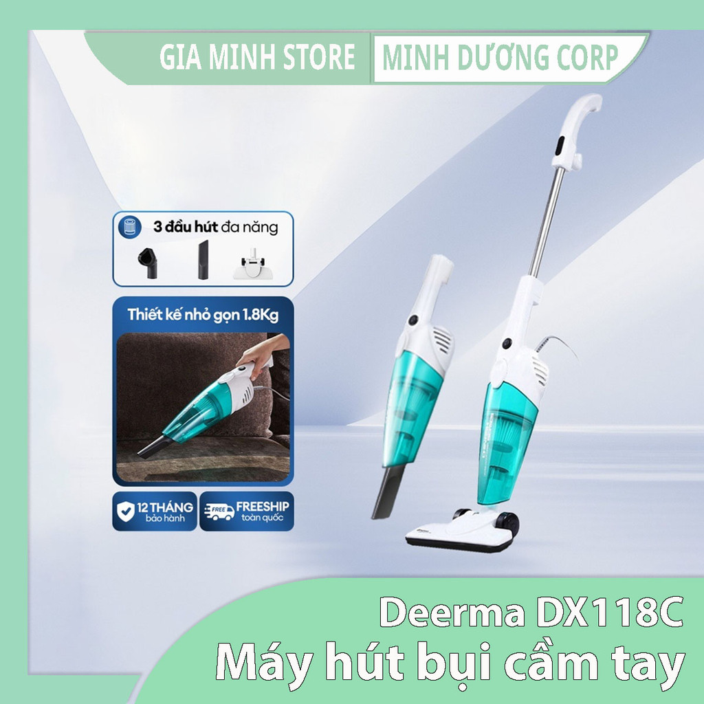 Deerma DX118C เครื่องดูดฝุ่นมือถือ – รุ่นใหม่ล่าสุด 400W-600W – แรงดูด 15,000Pa – ของแท้