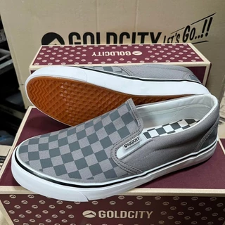 Gold city GC-NS901 ** รองเท้าสลิปออนผ้าใบแฟชั่นทรงคลาสสิค ลายหมากรุก (โกลด์ซิตี้) Size : 39-45