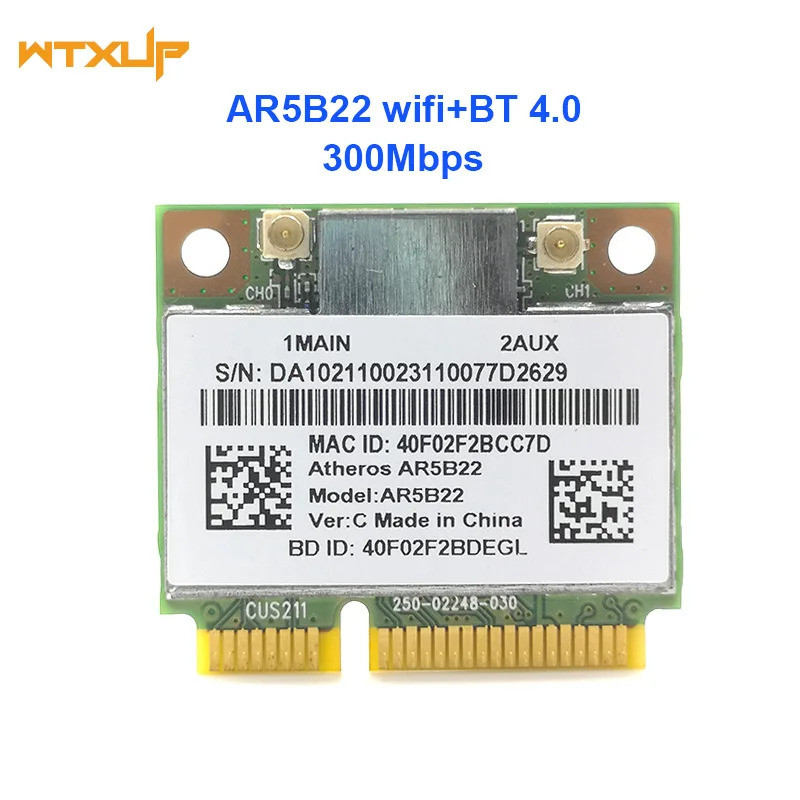 Atheros AR5B22 AR9462 300Mbps ไร้สาย WLAN Mini Pci-E Wifi การ์ดอะแดปเตอร์บลูทูธ 4.0 802.11a/b/g/n สํ