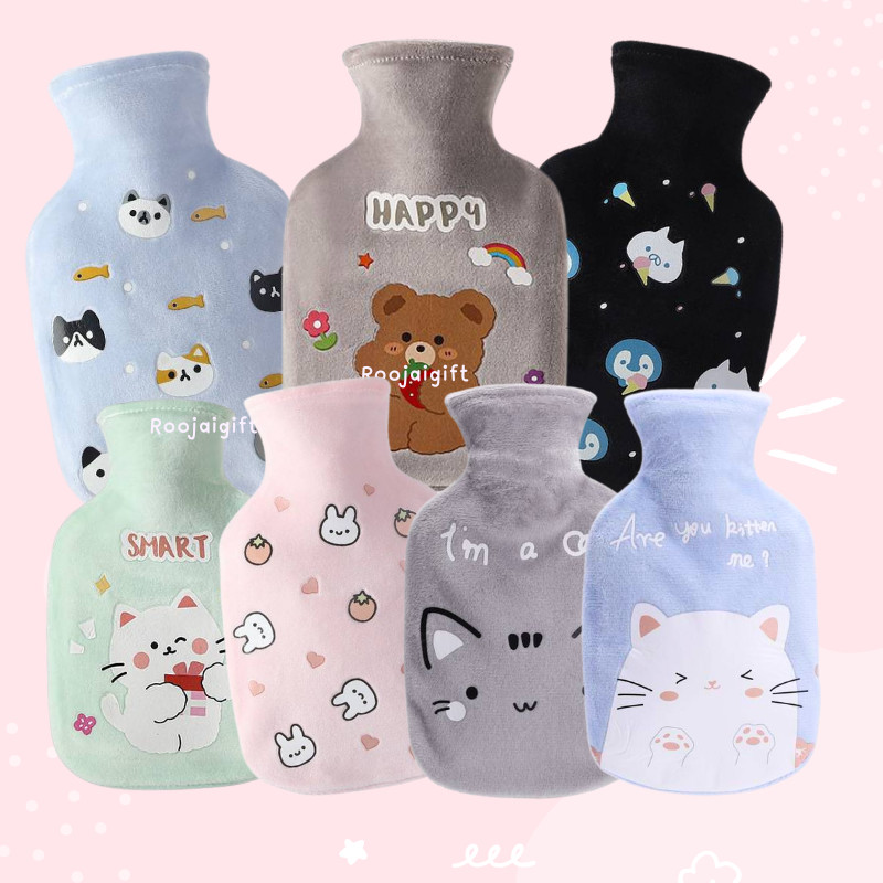 กระเป๋าน้ำร้อน เจ้าแมวอ้วน 350ml ขนาดพกพา ถุงผ้านุ่ม อุ่นกำลังดี สัมผัสนุ่มสบายมือ