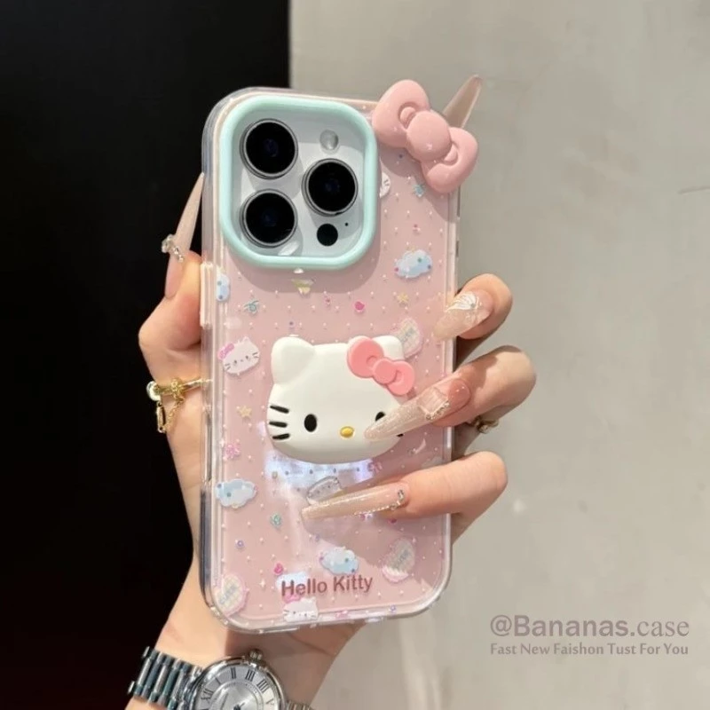 ใช้งานร่วมกับ iPhone 17 16 15 14 13 12 11 Pro Max X Xr Xs Max 7 8 Plus SE2020 เคสโทรศัพท์ 3D DIY น่ารักสีลูกกวาดโบว์คู่นุ่มปกหลัง