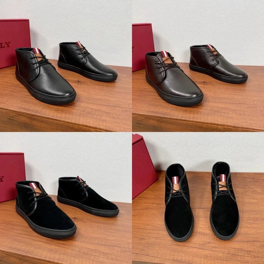 [เวอร์ชั่นท็อป] Bally Bally รองเท้าผู้ชายรองเท้าผู้ชายรองเท้าสั้นรองเท้าบู๊ตหิมะ Super Warm Wool Sno