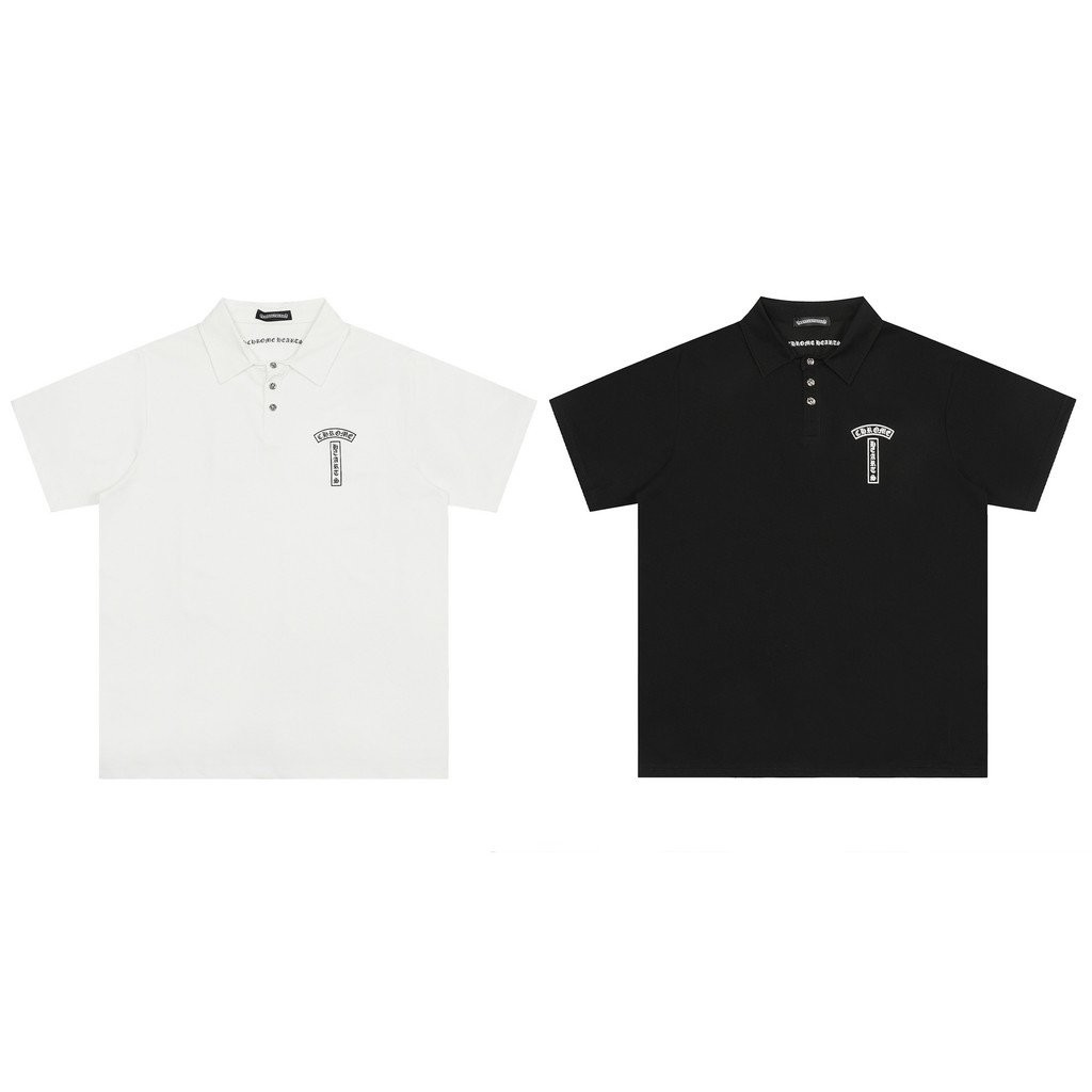 Chrome Hearts Chrome Hearts เสื้อโปโลปกแขนสั้น Simple All-Match เสื้อยืดผู้ชายผู้หญิง