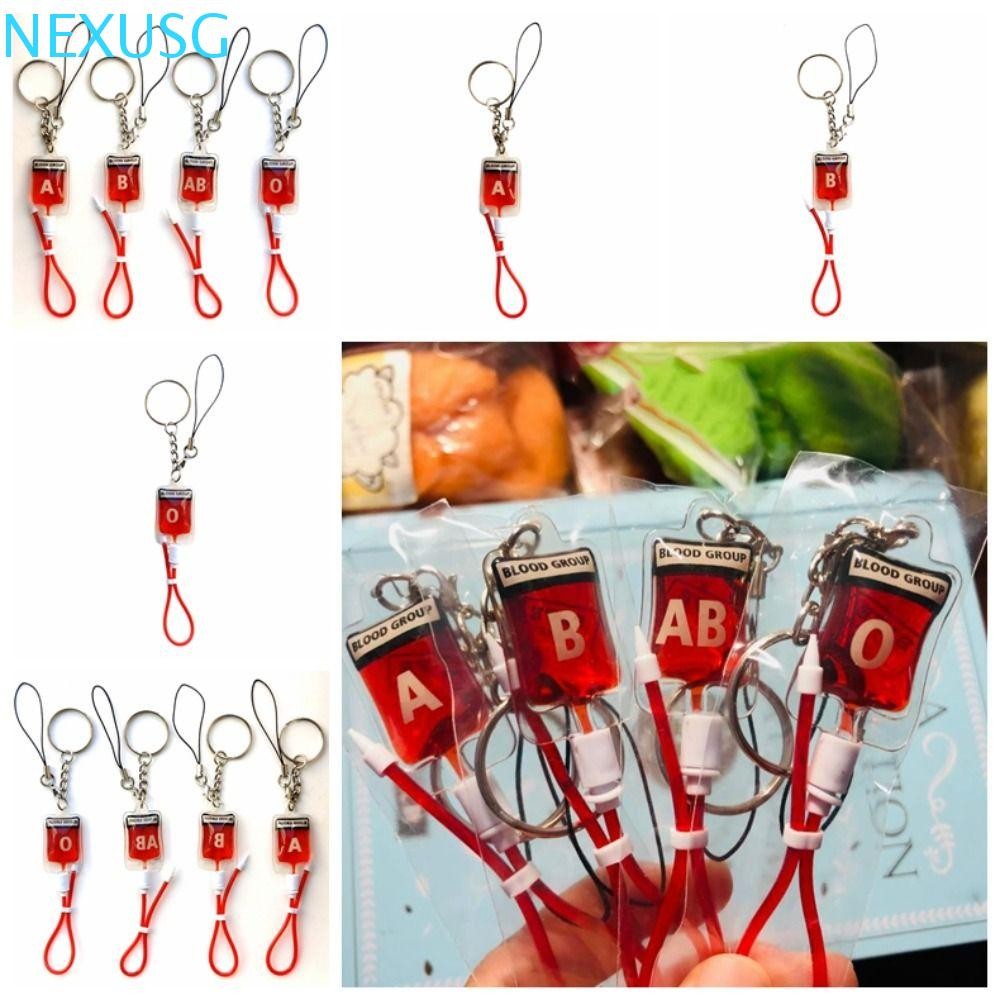 NEXUSG Blood Bag Pendant, Unique PVC Blood Bag Keyring Type AB O AB Plasma Fashion Bag Charm Mobile 