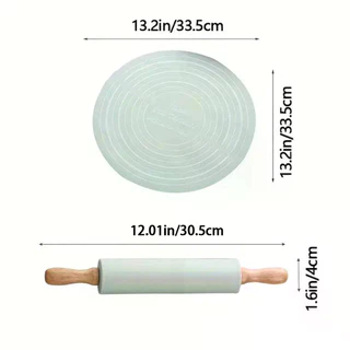 【ได้รับใน 1-3 วัน 🔥】2in1 ซิลิโคนเบเกอรี่ Rolling Pin ชุดนวดชุดไม้ Rolling Pin Non-Stick ซิลิโคน Baking Mat Dough Pad Pastry Board