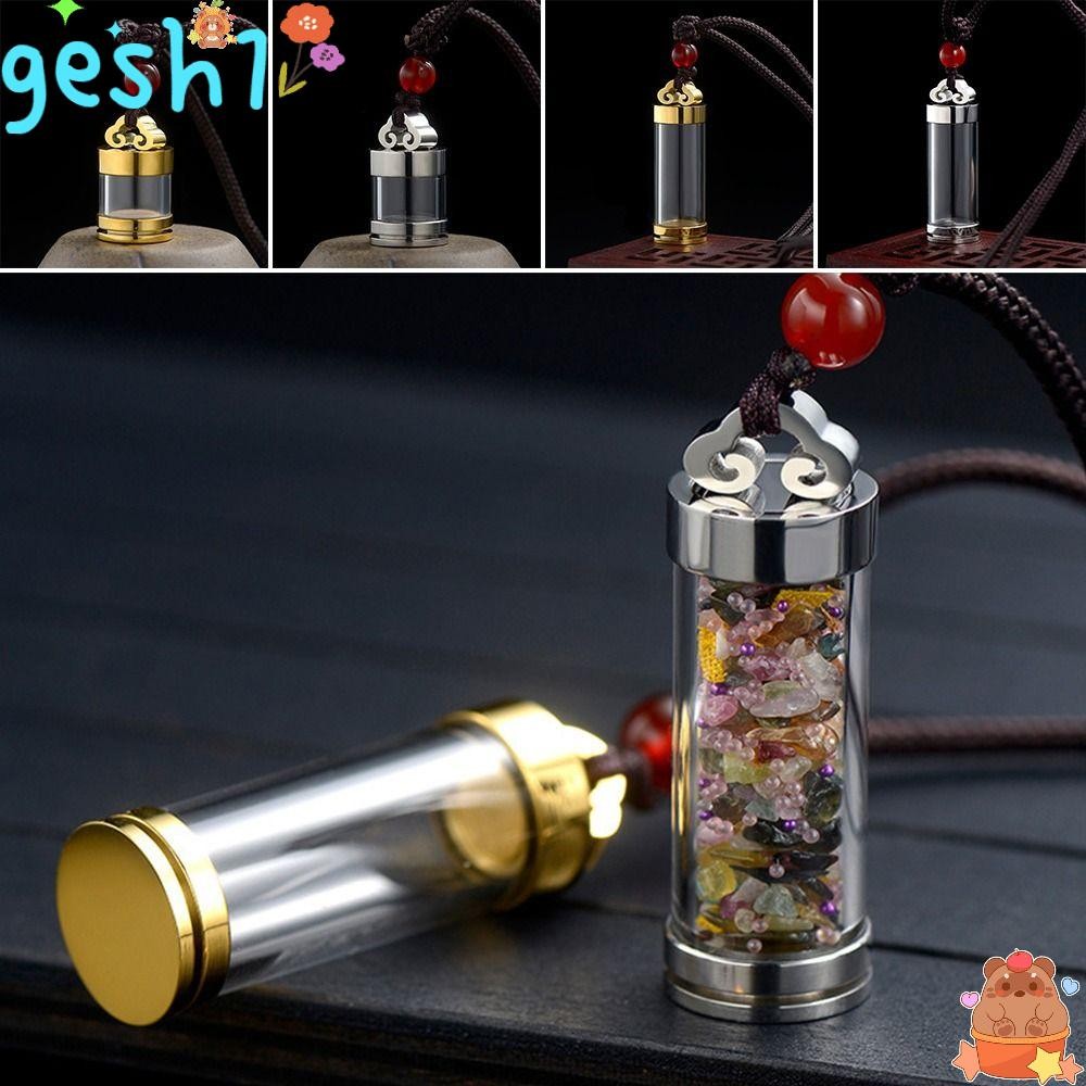 GESH1 Wishing Bottle Pendant, Aromatherapy Essential Oil Diffuser น้ําหอม Vial สร้อยคอ, โปร่งใส Memo