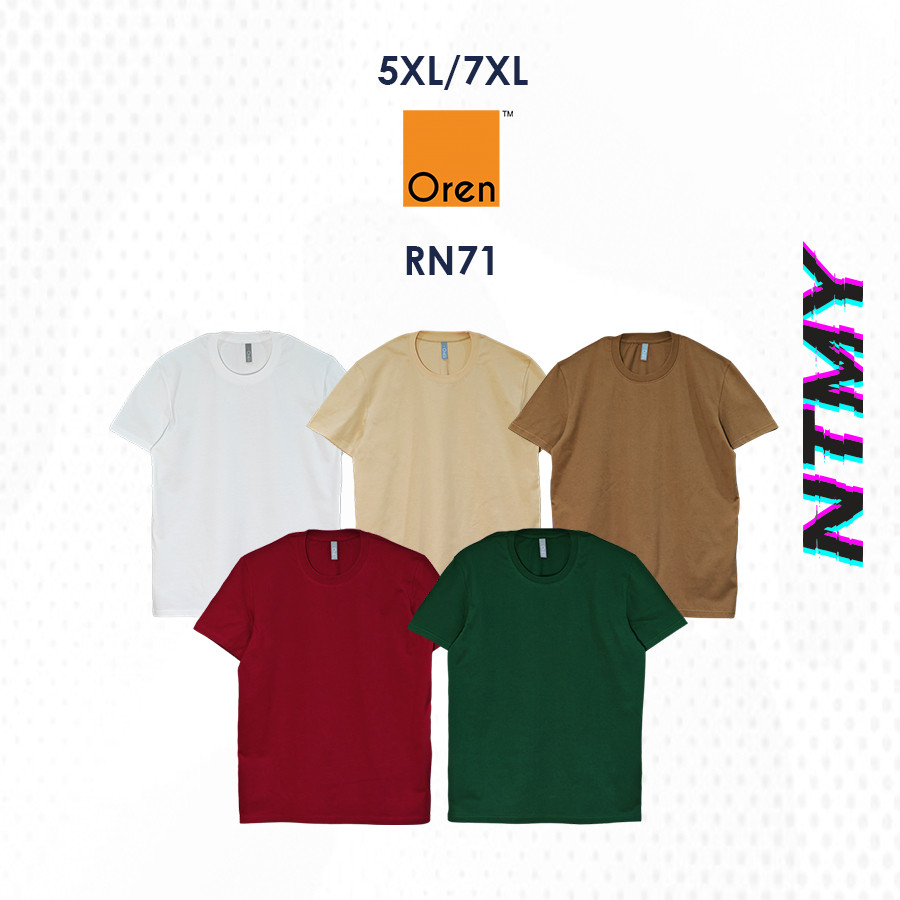 RN71 Oren กีฬาขนาดใหญ่ Unisex คลาสสิก Basic ลูกเรือคอ 100% ผ้าฝ้ายหวี 210gsm/10 สี NTMY