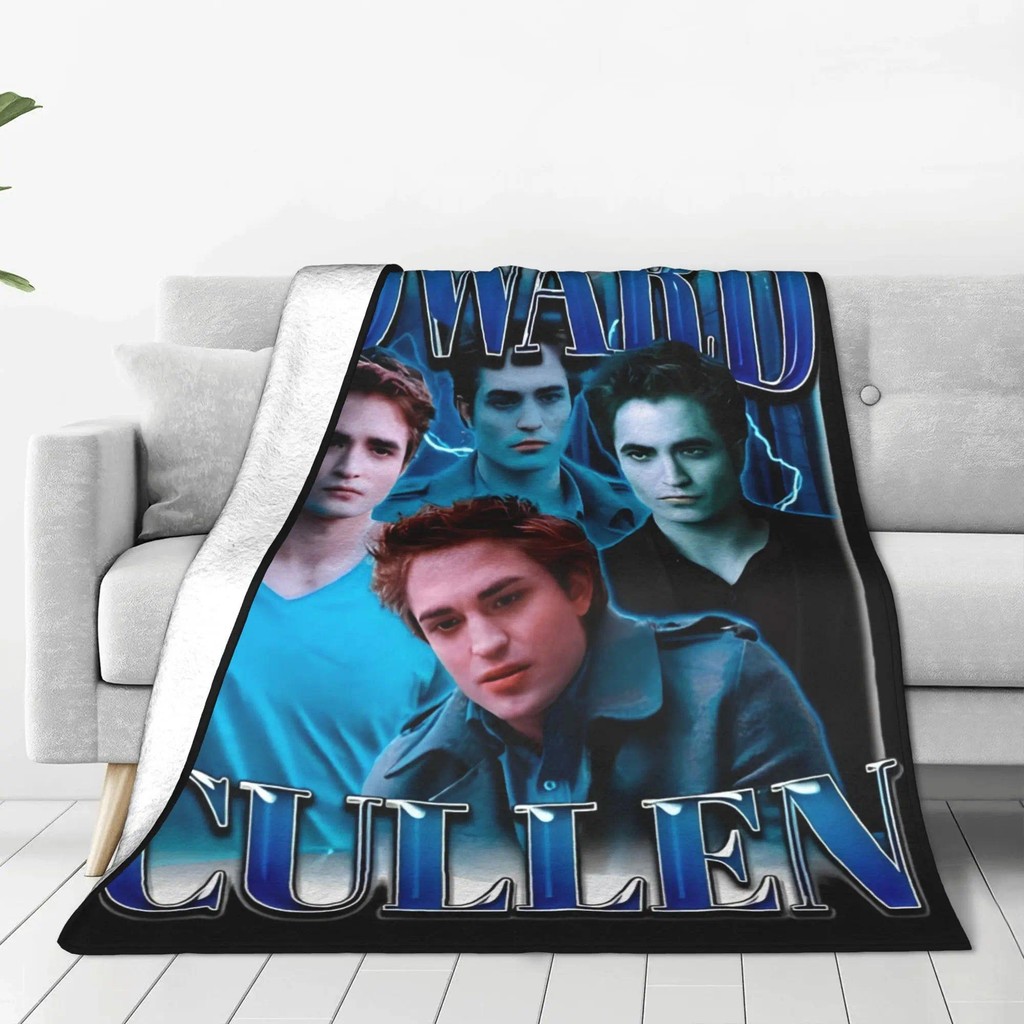 Edward Cullen Retro โยนผ้าห่ม Soft Flannel ตกแต่งสําหรับโซฟา Breathable Plush Quilt