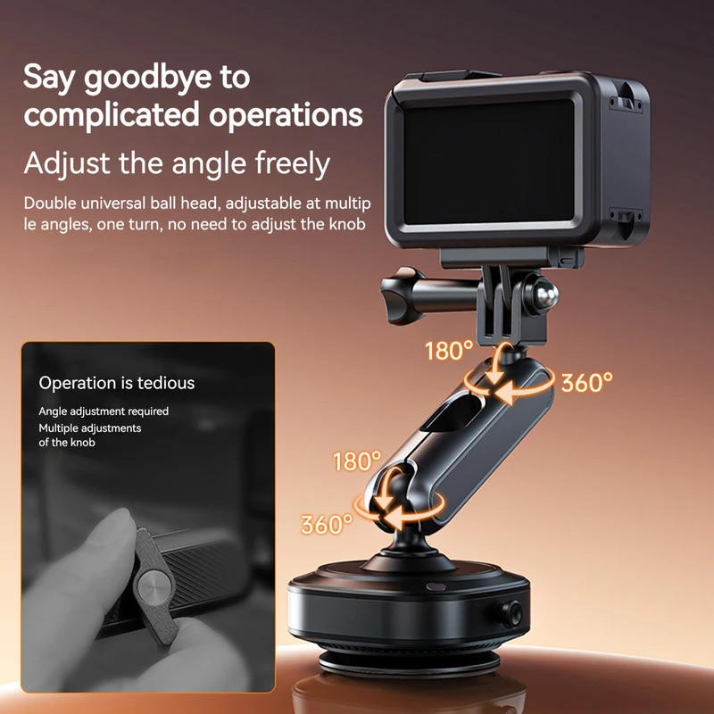 Action Camera Windshield Window Mount Aluminum Alloy Camera Mount 360 Adjustable Suction Cup for DJI