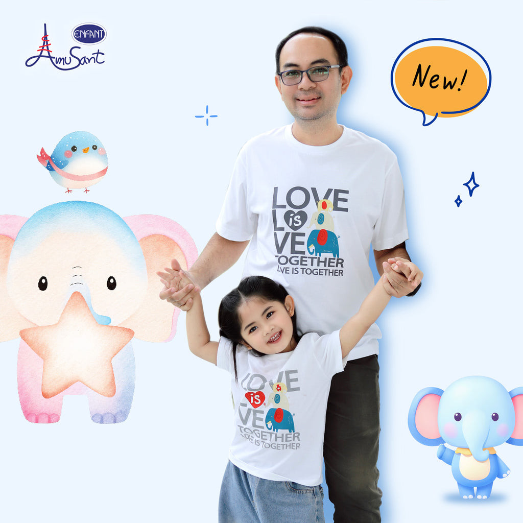 AMUSANT เสื้อเซ็ตคู่แฟมิลี่ ลายช้างน้อย 3ตัว  พ่อ-ลูก EK9J24, EH2N33