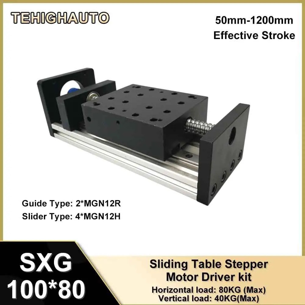 2025 อินเทรนด์ 80 มม.กว้างรางคู่เลื่อนตาราง Xyz แกน Cnc Ball สกรู Linear Guide ตาราง 4 Sliders Sfu 1