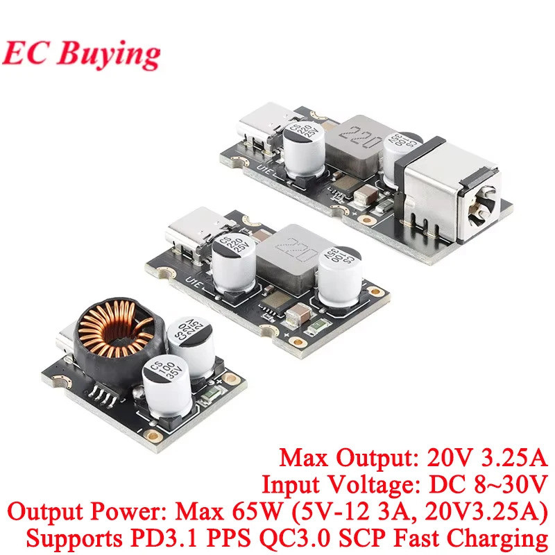 PD65W 65W Fast Charger โมดูล DC 8-30V Buck ขั้นตอนลง Type-C รองรับ PD3.1 PPS QC3.0 SCP Full Protocol