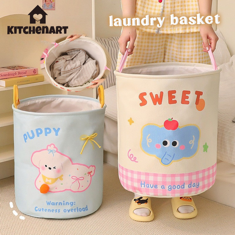 laundry basket ตะกร้าเสื้อผ้าสกปรก ตะกร้าซักผ้าความจุสูง ตะกร้าใส่ผ้าพับได้ มีด้ามจับ ผ้าหนา คุณภาพดีมาก