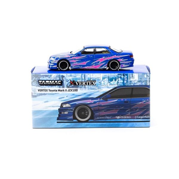 Tarmac Works  VERTEX Toyota Mark II JZX100 Blue Metallic
