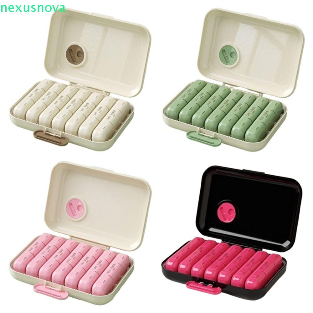 NEXUSNOVA ที่เก็บยา 7 วัน, กันฝุ่น 21/28 Grid Daily Pill Box, Reusable Moisture-proof Waterproof Wee