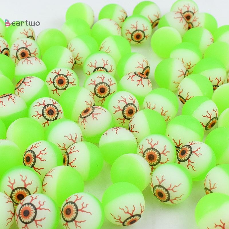 <beartwo-t> 50 ชิ้น Luminous Fake Eyeballs ฮาโลวีน Eyeball Glow In The Dark Bouncy Ball ตกแต่ง Haunted House Home Bar สยองขวัญ Props Nice