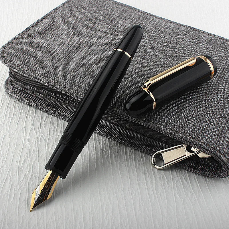 Jinhao X159 อะคริลิคปากกาหมึกซึมสีดําคลิปโลหะขยาย Fine Nib F 0.5 มม