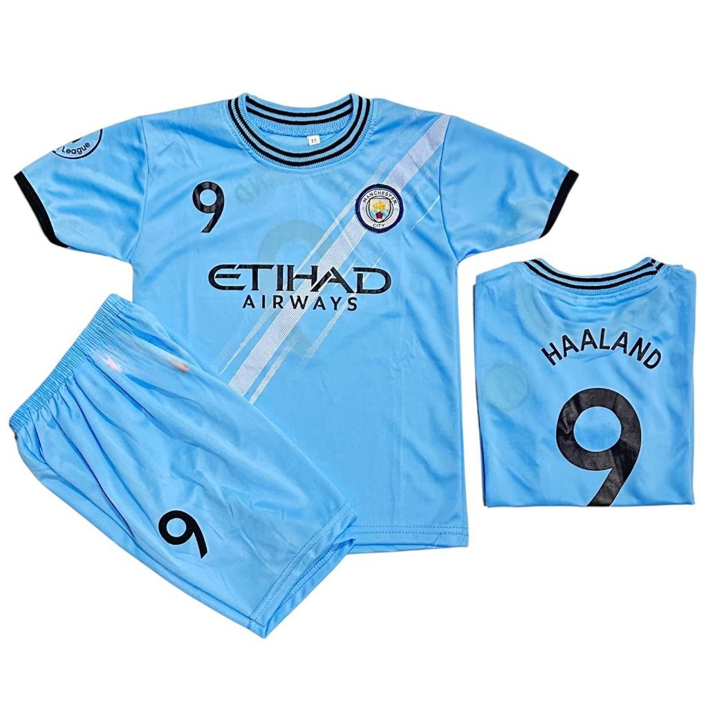 HAALAND ชุดเสื้อฟุตบอลเด็ก Mancheser city สําหรับอายุ 6 เดือน - 15 ปี unisex เด็กชายและเด็กหญิงสามาร